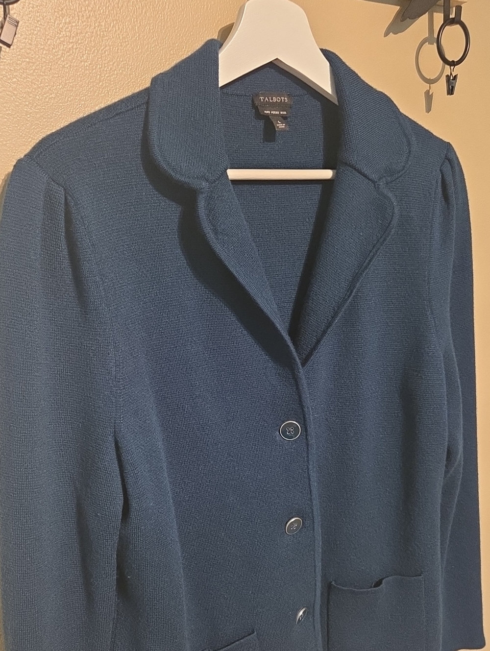 Talbots Deep Blue Knit Blazer Jacket
